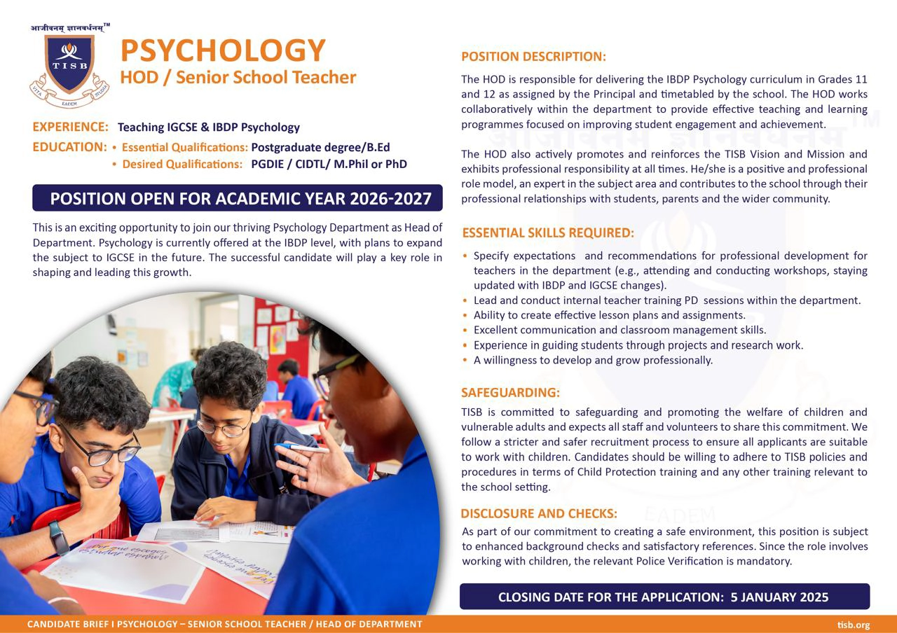 Senior School Subject Teacher