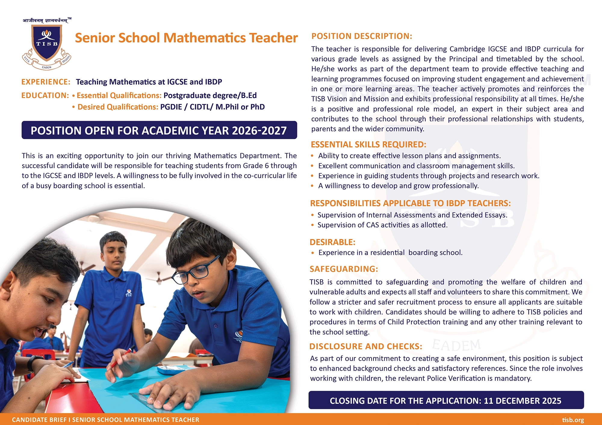 Senior School Subject Teacher