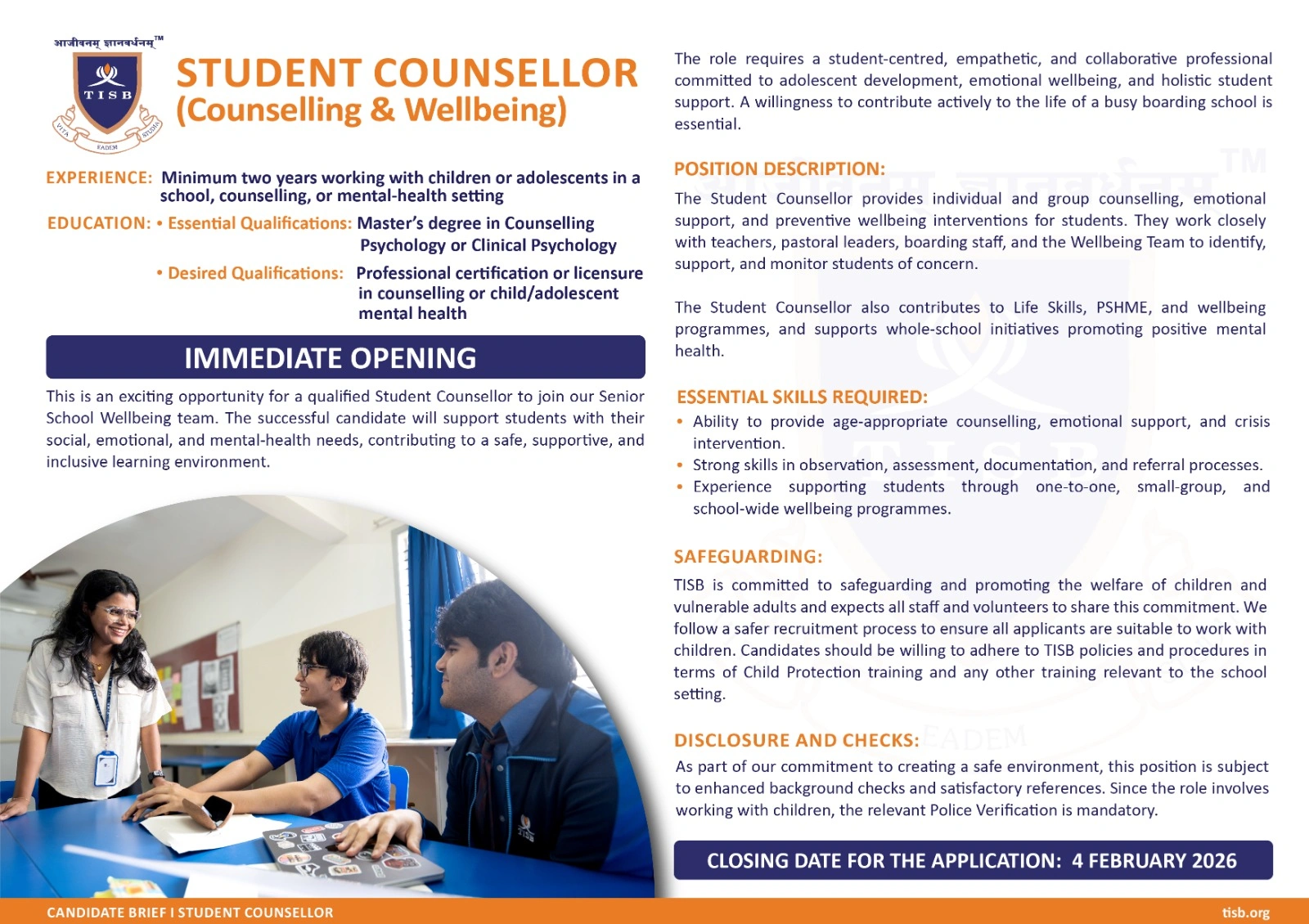 Senior School Subject Teacher